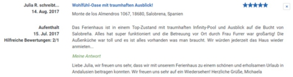 Villa Las Algaidas G&auml;stebuch