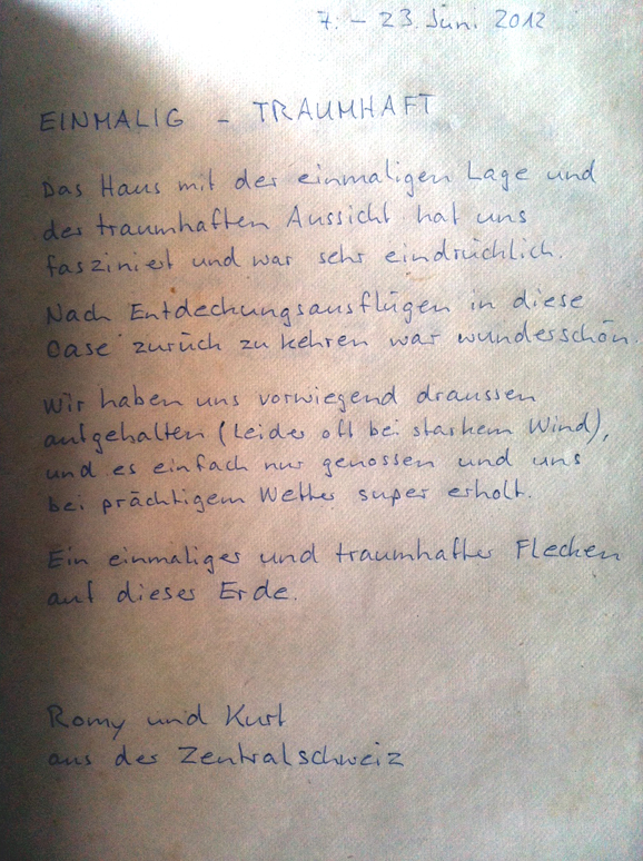 Villa Almaysia G&auml;stebucheintrag